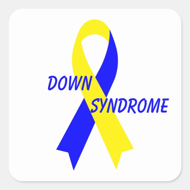 Down Syndrome Awareness Ribbon by Janz Yellow&Blue Square Sticker (Front)