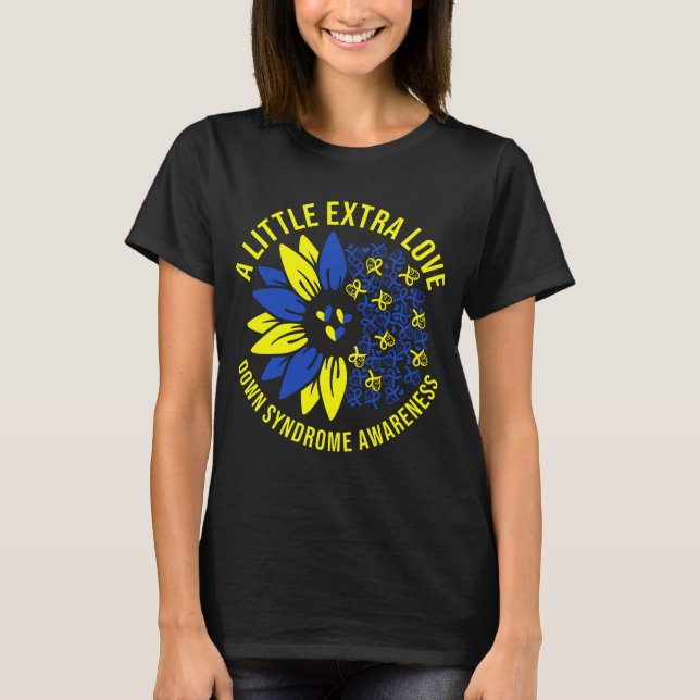 Down Syndrome Awareness Sunflower Butterflies T-Shirt (Front)