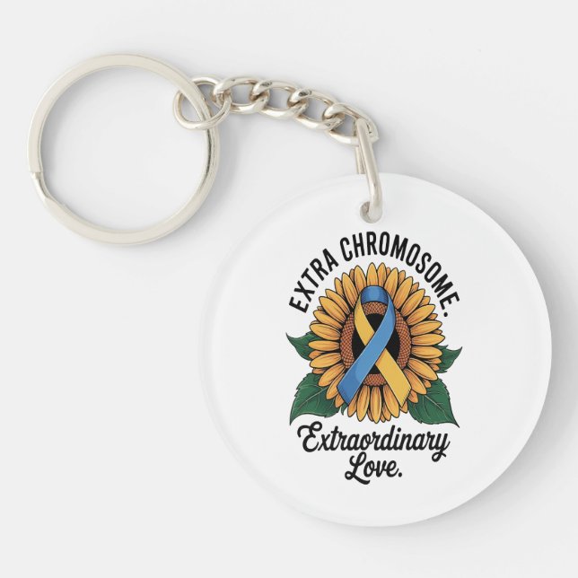 Down Syndrome Awareness Sunflower Key Ring (Front)