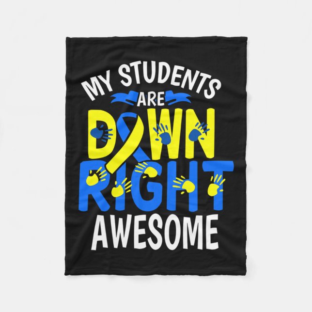 Down Syndrome Awareness T21 Day Women Teacher  Fleece Blanket (Front)
