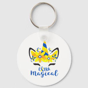 Down Syndrome Awareness Unicorn Girl Mum Extra Mag Key Ring
