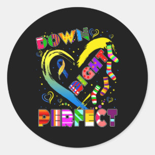 Down Syndrome Blue Ribbon Rock Your Sock T21 Aware Classic Round Sticker