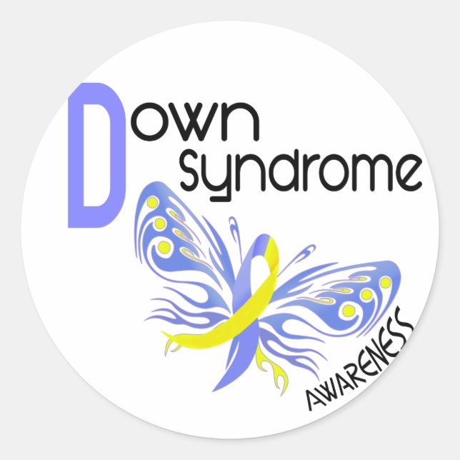 Down Syndrome BUTTERFLY 3.1 Classic Round Sticker (Front)