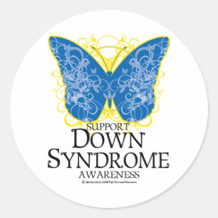 Down Syndrome Butterfly Classic Round Sticker