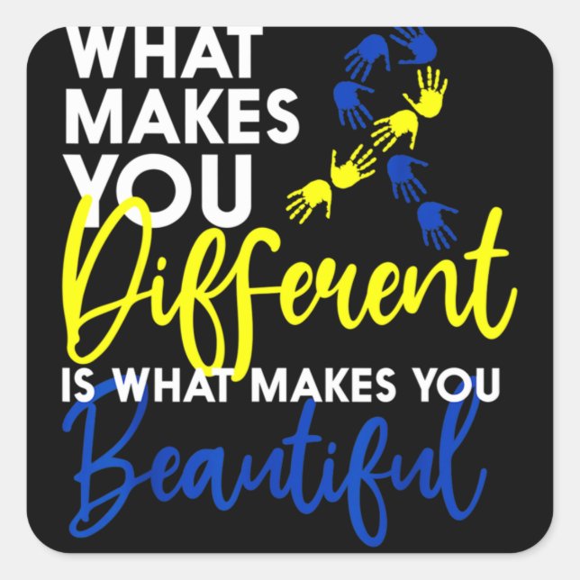 Down Syndrome Day Awareness Heart Butterfly Square Sticker (Front)