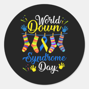 Down Syndrome Day Awareness Socks 21 March Classic Round Sticker