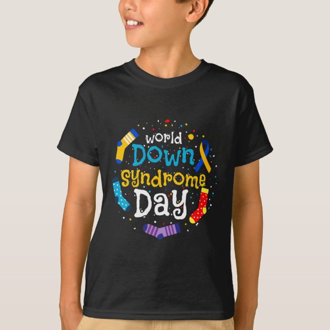 Down Syndrome Day Awareness Socks Down Right Kids  T-Shirt (Front)
