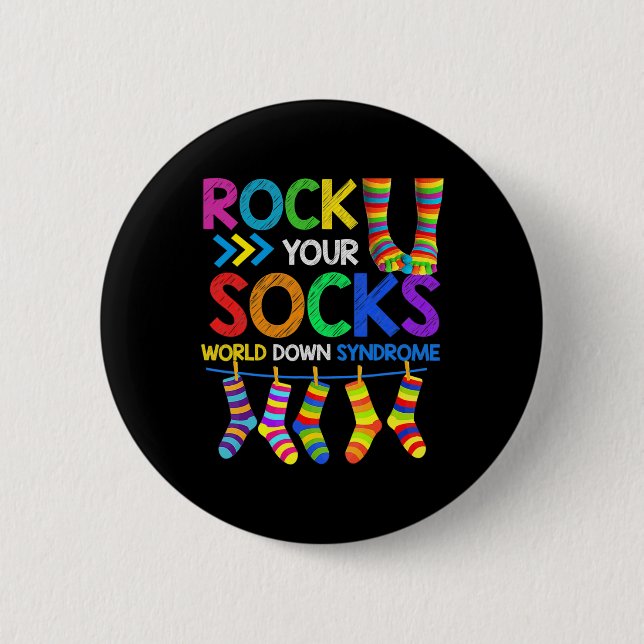 Down Syndrome Day Rock Your Socks Awareness 1  6 Cm Round Badge (Front)