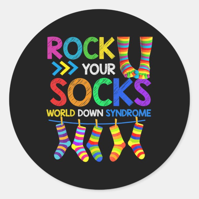Down Syndrome Day Rock Your Socks Awareness 1  Classic Round Sticker (Front)
