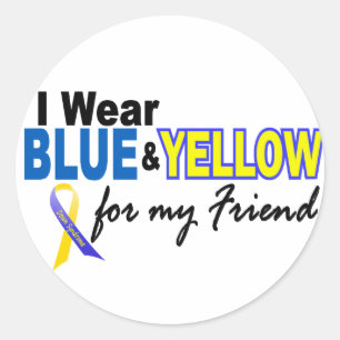 Down Syndrome I Wear Blue & Yellow For My Friend 2 Classic Round Sticker