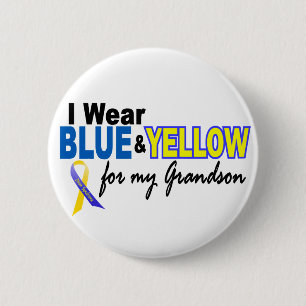 Down Syndrome I Wear Blue & Yellow For My Grandson 6 Cm Round Badge