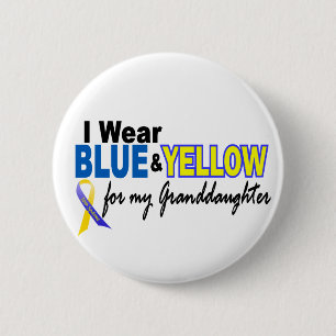 Down Syndrome I Wear Blue & Yellow Granddaughter 2 6 Cm Round Badge