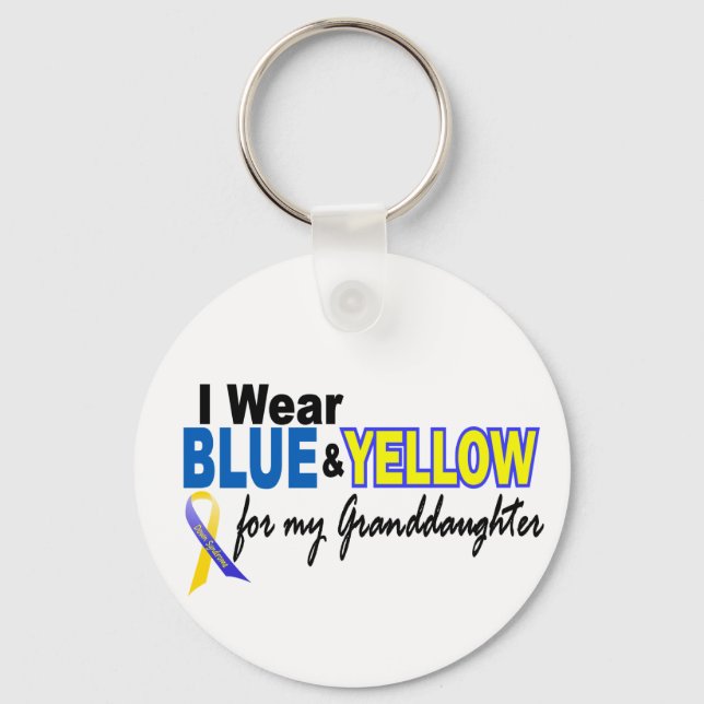 Down Syndrome I Wear Blue & Yellow Granddaughter 2 Key Ring (Front)