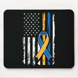 Down Syndrome Men Women Kids American Usa Flag Mouse Mat