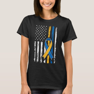 Down Syndrome Men Women Kids American Usa Flag T-Shirt