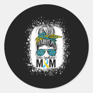 Down Syndrome Mum Life Messy Bun Down Syndrome Awa Classic Round Sticker