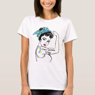 Down Syndrome Mum T21 Mum Blue Yellow Ribbon Suppo T-Shirt