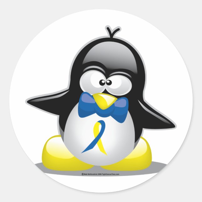 Down Syndrome Penguin Classic Round Sticker (Front)