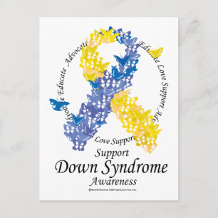 Down Syndrome Ribbon of Butterflies Postcard