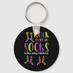 Down Syndrome Rock Your Socks Awareness Men Women Key Ring