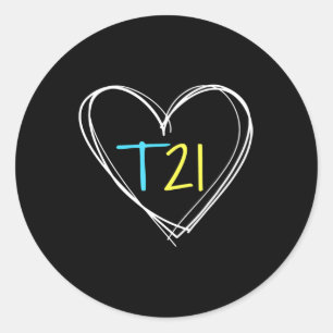 Down Syndrome T21 Awareness for Women with Hearts Classic Round Sticker