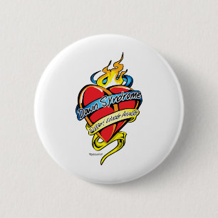 Down Syndrome Tattoo Heart 6 Cm Round Badge