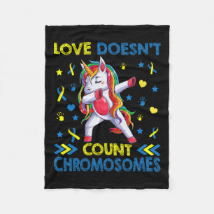 Down Syndrome Unicorn Love Doesn't Count Chromosom Fleece Blanket