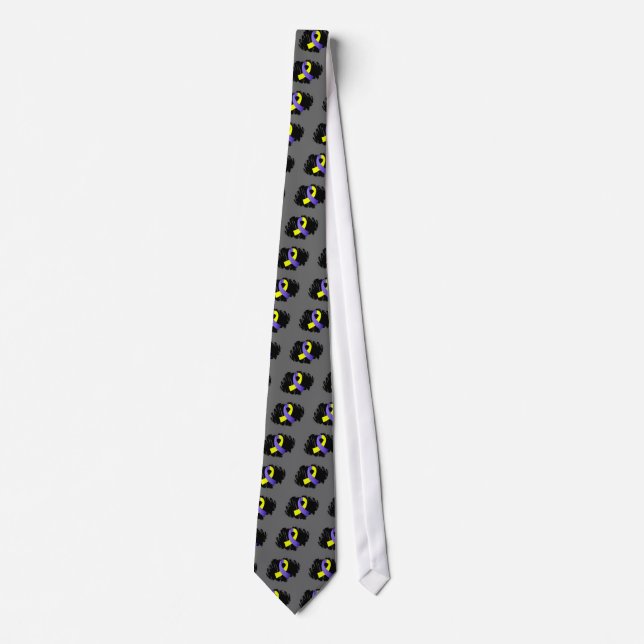 Down Syndrome Yellow Blue Ribbon With Scribble Tie (Front)