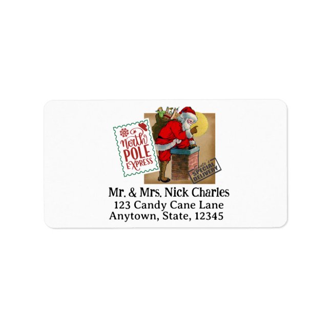 Down The Chimney With Toys Address Labels (Front)