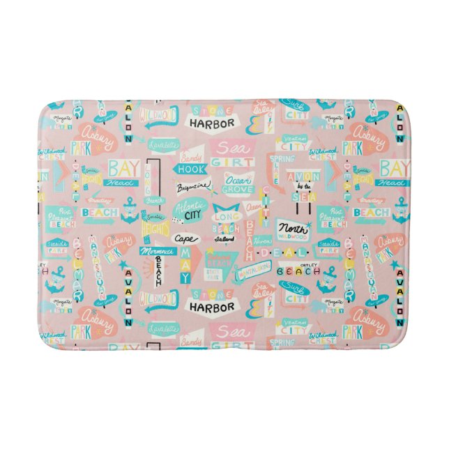 Down the Shore NJ Beach Themed Bath Mat (Front)