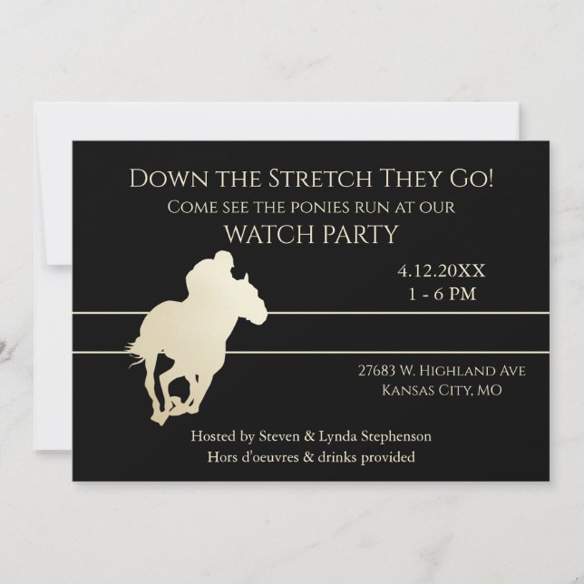 Down the Stretch Horse Race Party Invitation (Front)