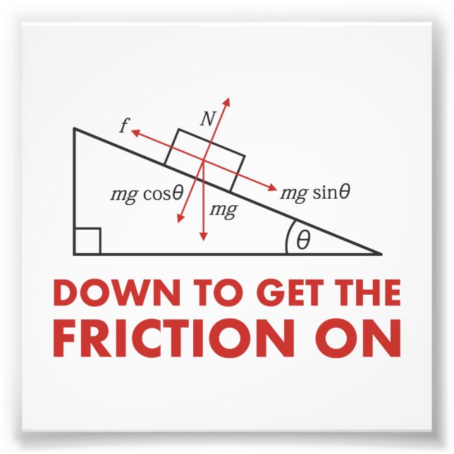 Down to Get the Friction On Physics Diagram Photo Print (Front)