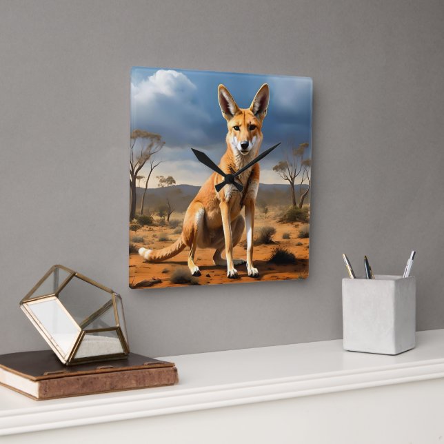 **"Down Under Delight: The Kangaringo Design"** Square Wall Clock (Office)