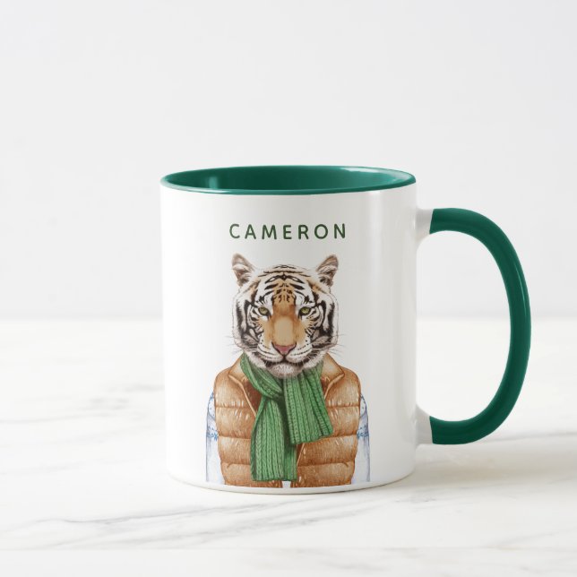 Down Vest Tiger | Add Your Name Mug (Right)