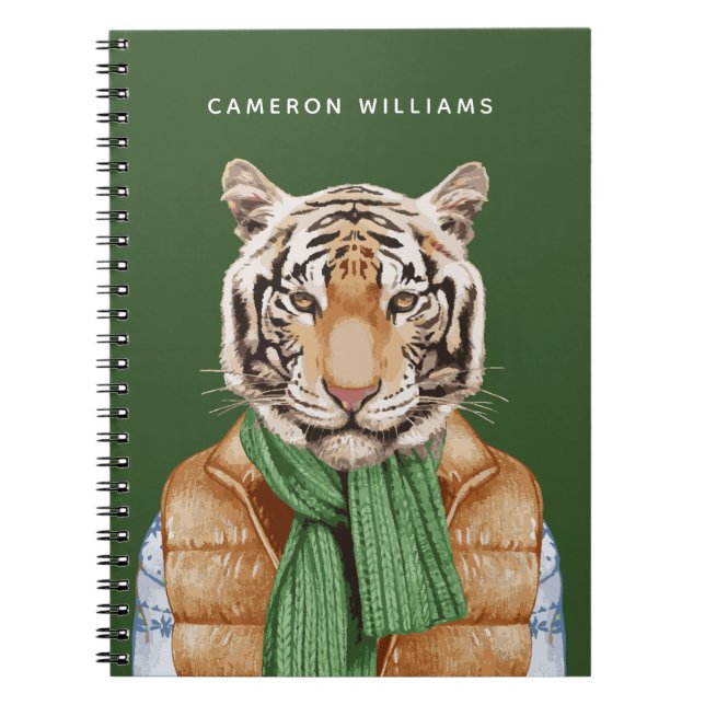 Down Vest Tiger | Add Your Name Notebook (Front)