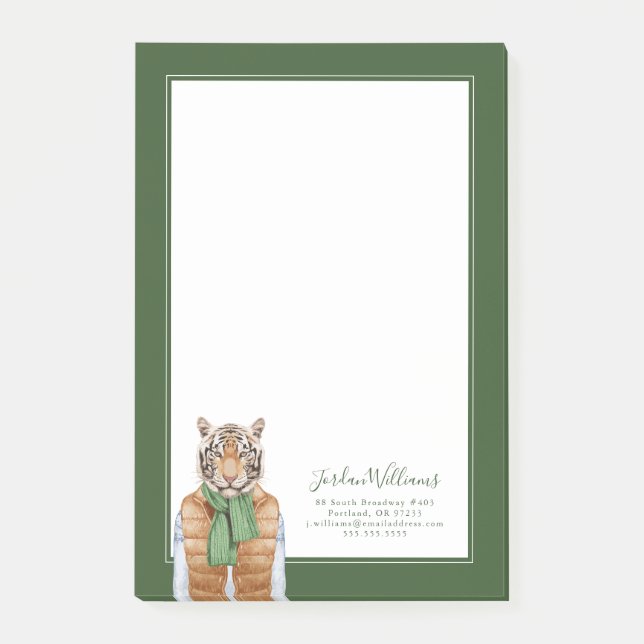 Down Vest Tiger | Add Your Name Post-it Notes (Front)