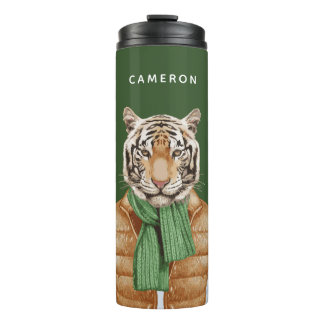 Down Vest Tiger | Add Your Name Thermal Tumbler