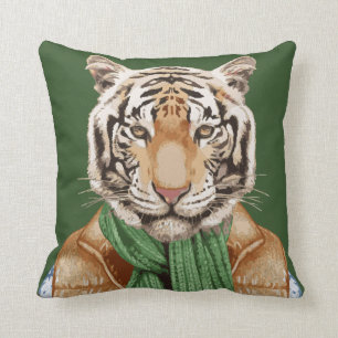 Down Vest Tiger Cushion