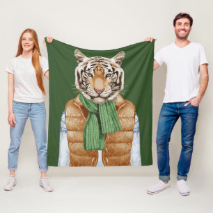 Down Vest Tiger Fleece Blanket