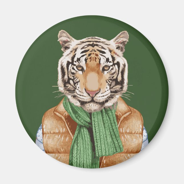 Down Vest Tiger Magnet (Front)