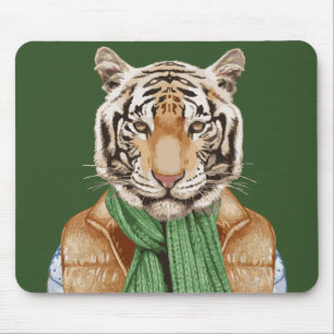 Down Vest Tiger Mouse Mat