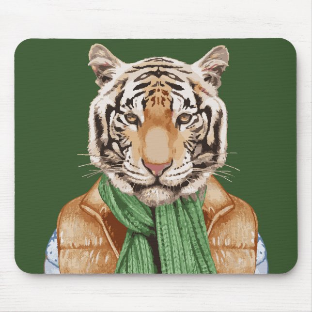 Down Vest Tiger Mouse Mat (Front)