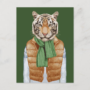 Down Vest Tiger Postcard