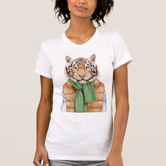 Down Vest Tiger T-Shirt (Front)