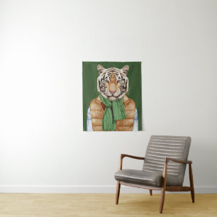 Down Vest Tiger Tapestry