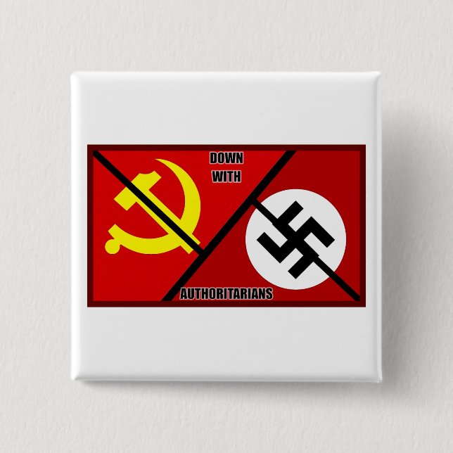 Down With Authoritarians 15 Cm Square Badge (Front)