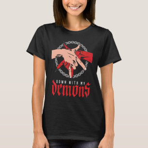 Down With My Demons Deal Handshake Aesthetic Humou T-Shirt