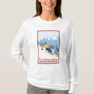 Downhhill Snow Skier - 49 Degrees North, WA T-Shirt