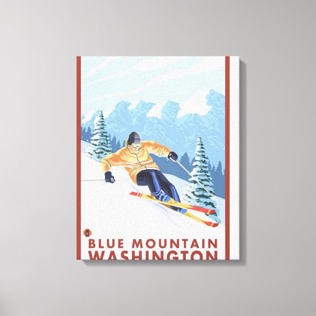 Downhhill Snow Skier - Blue Mountain, Canvas Print (Front)