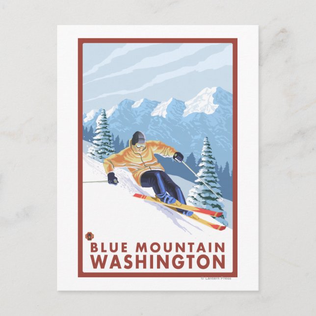 Downhhill Snow Skier - Blue Mountain, Postcard (Front)